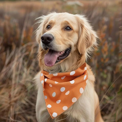 Fall Dog Bandana 2 Pack Thanksgiving Dog Bandana Polka Dot Pet Scarf Reversible Fall Triangle Bibs Soft Cotton Boy Girl Dog Bandanas Accessories for Small, Medium, Large Dogs (Large)