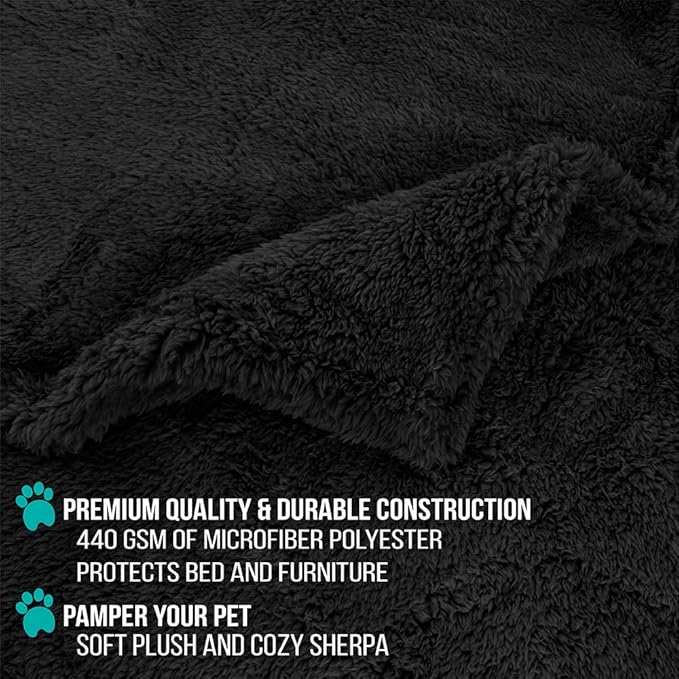 PetAmi Fluffy Waterproof Dog Blanket for Bed Large Dogs 90x90)