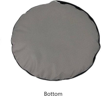 Waterproof Donut Dog Bed Replacement Cover Only Round Dog Bed Cover with Zipper Grey Velvet 27 Inch