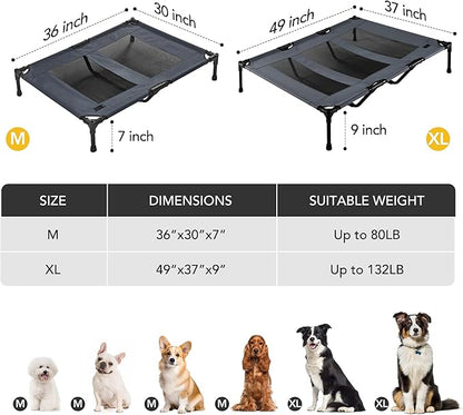 Elevated Dog Bed 49"x37"x9" Grey