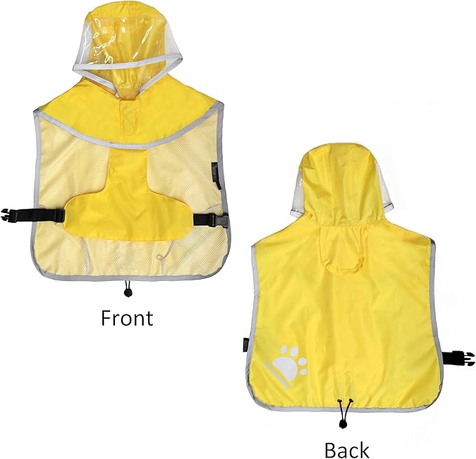 MAMORE Dog Raincoat Hooded Poncho,Waterproof Dog Rain Coat with Reflective Strip, Adjustable Lightweight Dog Rain Jacket with Double Layer for Large Medium Small Dogs (Yellow, XXX-Large)