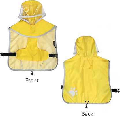 MAMORE Dog Raincoat Hooded Poncho,Waterproof Dog Rain Coat with Reflective Strip, Adjustable Lightweight Dog Rain Jacket with Double Layer for Large Medium Small Dogs (Yellow, XXX-Large)