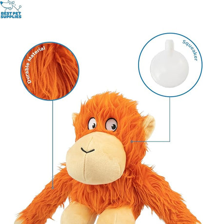 Best Pet Supplies O-Hug-Atan Interactive Squeaky Plush Toy for Small and Medium Breed Puppies or Dogs - O-Hug-Atan (Orange)