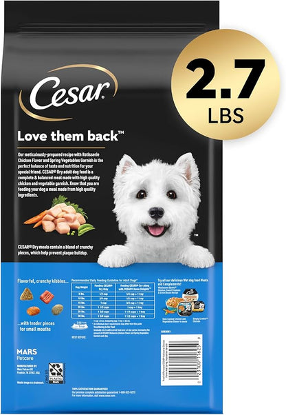 CESAR Small Breed Dry Dog Food Rotisserie Chicken Flavor and Spring Vegetables Garnish, 2.7 lb. Bag