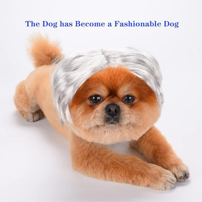 Funny Dog Cat Cosplay Wig, Headwear Apparel Toy, Cat Dress up for Halloween, Christmas, Parties, Festivals, Wigs for Small Medium Dogs and Cats