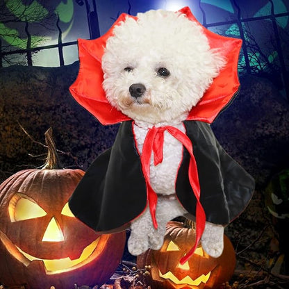 Halloween Dog Costume Pet Vampire Cape Devil Costume Dog Halloween Cloak Cape Funny Halloween Outfits for Small Medium Dogs Puppy Witch Clothes Cosplay Wizard Outfit Party Cosplay Costumes