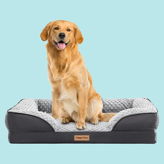 Soft Supportive Certipur-Us Certified Egg Crate Foam Dog Bed for Large Dogs (35" x 25" x 7", Up 75LBs)