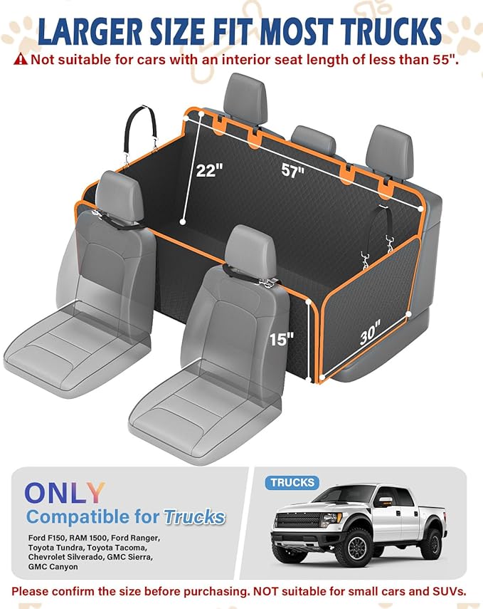 Toffos Trucks Back Seat Extender for Dogs 400lbs, Waterproof F150, Silverado, 1500 Crew