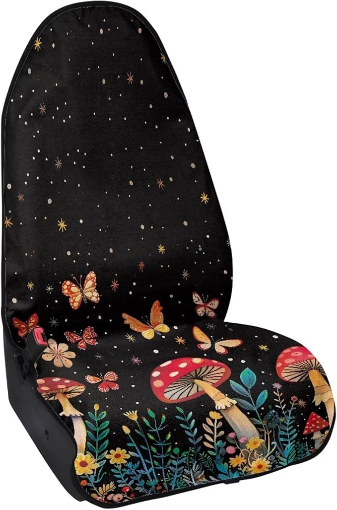 Mushroom Butterfly Waterproof Towel Car Seat Cover Anti-Slip Bucket Seat Protector Washable Car Accessories for Athletes
