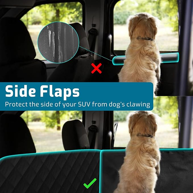 Veckle SUV Cargo Liner for Dogs Water Resistant Dog Trunk Cover with Side Flaps Nonslip Pet Cover