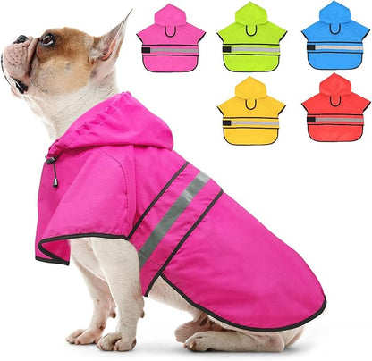 Candofly Dog Raincoat Reflective Dog Rain Jacket Waterproof Hooded Ponch Dog Rain Coat for Small Medium Large Dogs (Pink