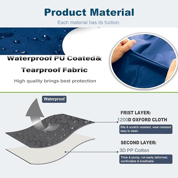 Outdoor Travel Dog Bed Waterproof Anti-Slip 1600D Nylon Cage,Blue,36"x25"