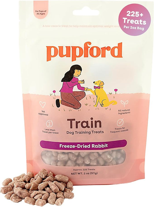 Pupford Freeze Dried Training Treats for Dogs & Puppies, 225+ Two Ingredient Bites (Rabbit, 2 oz)