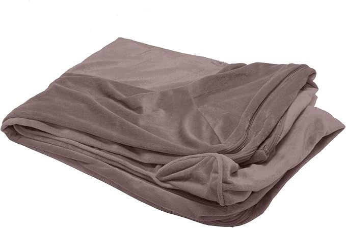 Furhaven Replacement Dog Bed Cover Faux Fur & Velvet Sofa-Style, Machine Washable - Driftwood Brown, Large