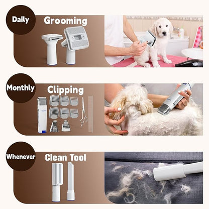 Dog Grooming Vacuum & Dog Grooming Kit, Dog Vacuum for Shedding Grooming with 2 L Capacity, Max 11 Kpa Dog Hair Vacuum with 15 Pet Grooming Tools, Pet Grooming Vacuum for Dogs/Cats/Home