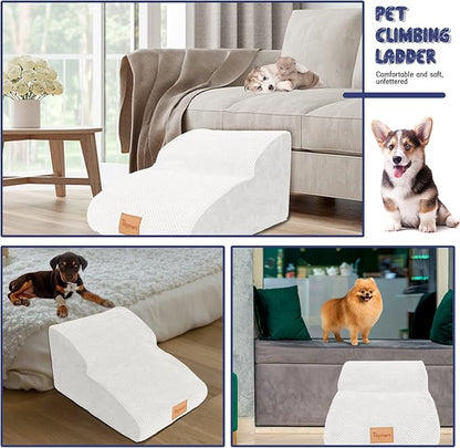Topmart High Density Extended Foam Dog Ramp&Steps 2 Tiers 11.8" High,Non-Slip