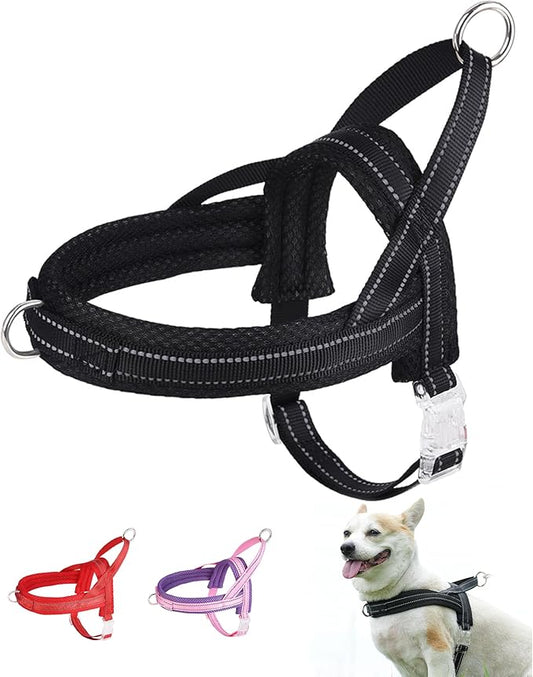 Black Small Dog Harness No Pull Dog Harness for Small Dogs Puppy Harness with Breathable Mesh Padded Adjustable Reflective Lightweight Escape Proof Dog Harness Small Sized Dog Easy Walk