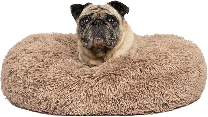Best Pet Supplies Round Donut Dog Bed with Plush Faux Fur Fabric 20x20x6''