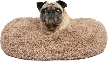 Best Pet Supplies Round Donut Dog Bed with Plush Faux Fur Fabric 24x24x7''
