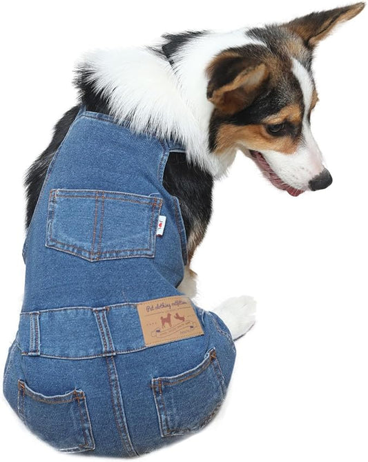 Dog Denim Jumpsuit Overalls, Dog Jeans Overalls Clothes, Puppy Costumes for Small Medium Dogs Cat