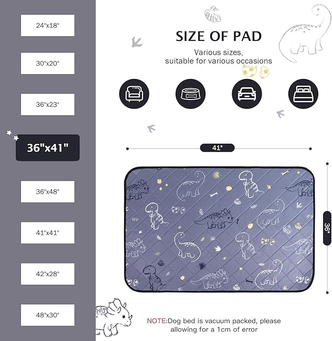 IEUUMLER Washable Pee Pads for Dogs 2 Pack EU007 (Gray 36"X41"-2pcs)