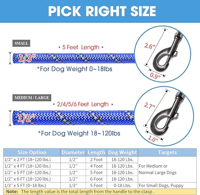 BAAPET 2/4/5/6 FT Dog Leash with Comfortable Padded Handle and Highly Reflective Threads for Small Medium and Large Dogs (5FT-1/2''
