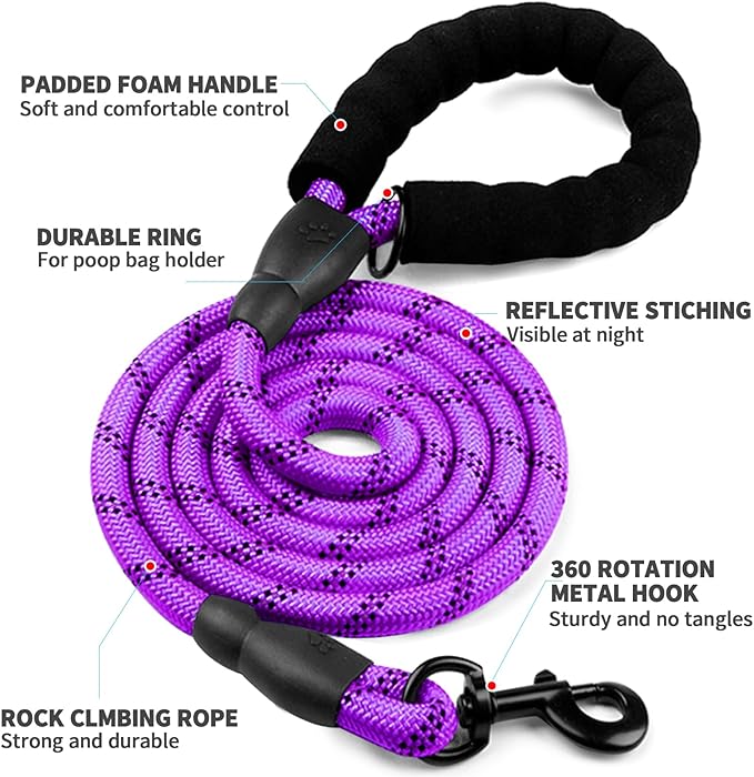 COOYOO Dog Leash 5/6 FT with Comfortable Padded