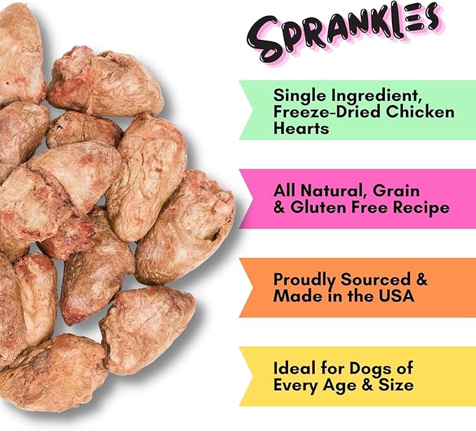 Freeze Dried Dog Treats, Chicken Hearts for Cats and Dogs - 1LB Big Bag Single Ingredient All Natural Grain-Free, High Protein, Made in USA - Perfect for Training, Topper or Snack