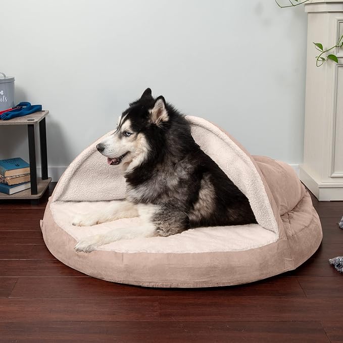 Furhaven 44" Round Memory Foam Dog Bed for Large Dogs w/ Removable Washable Cover 80 lbs 44-inch