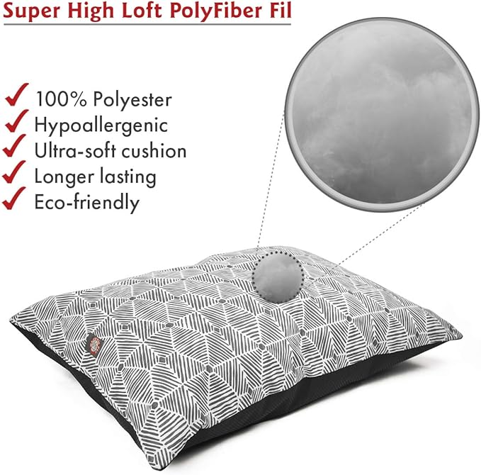 Majestic Pet Rectangle Large Dog Bed Washable – Non Slip Comfy Pet Bed – Dog Crate Bed Super Value Pillow Dog Bed – Dog Kennel Bed for Sleeping 46 x 35 Inch