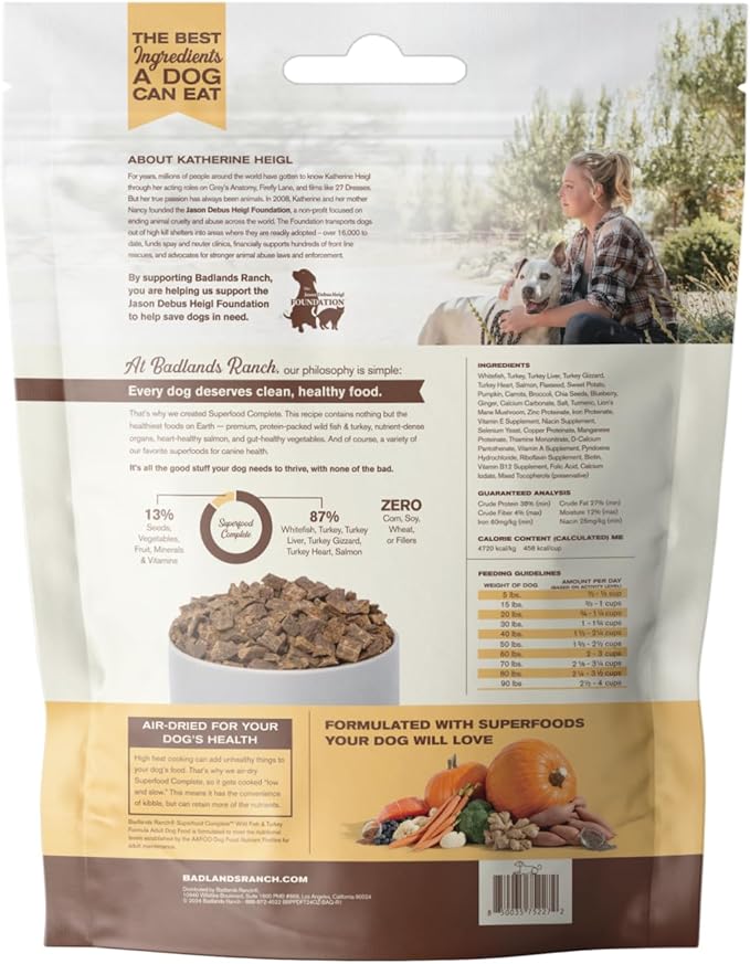 by Katherine Heigl- Superfood Complete, Air-Dried Adult Dog Food - High Protein, Zero Fillers, Superfood Nutrition (24 oz. Wild Fish and Turkey Formula)