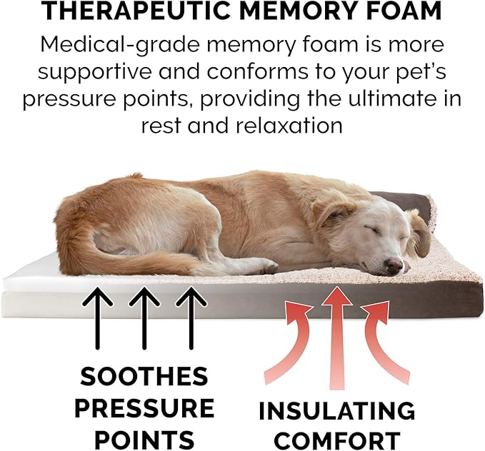 Furhaven Memory Foam Dog Bed for Large Dogs w/ Removable Bolsters & Washable Cover 95 lbs