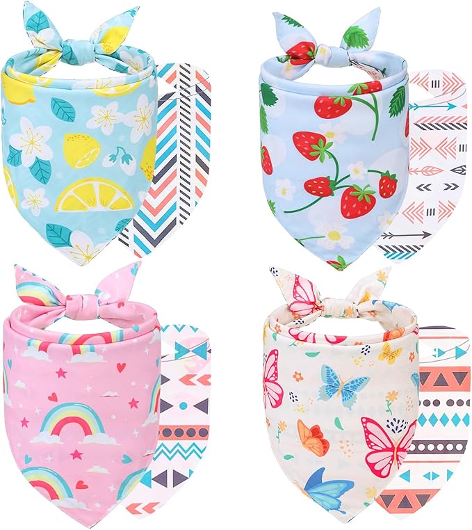 SCENEREAL Summer Dog Bandanas Bulk 4 Pack for Small Medium Large Dogs
