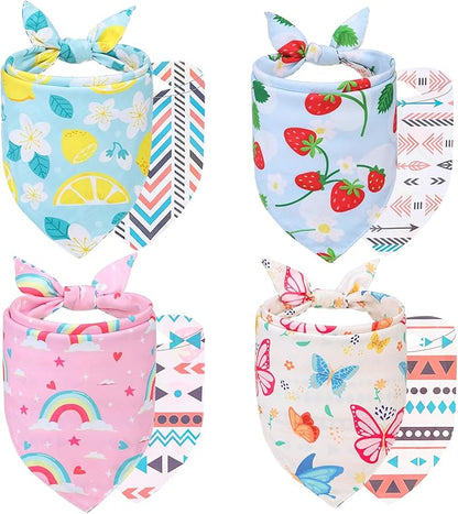 SCENEREAL Summer Dog Bandanas Bulk 4 Pack for Small Medium Large Dogs
