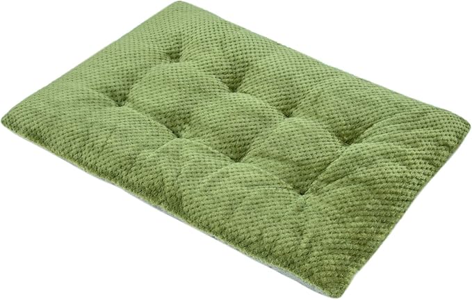 WONDER MIRACLE Fuzzy Deluxe Pet Beds, Super Plush Dog or Cat Beds Ideal for Dog Crates, Machine Wash & Dryer Friendly (23" x 35", L-Olive Green)