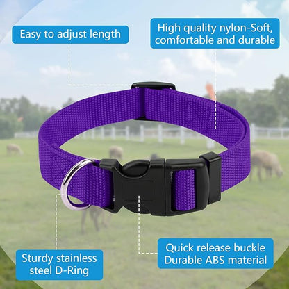 8 Pack Goat Collar with Bell, Adjustable Sheep Collars Set with Quick Release Buckle Durable Nylon Anti-Lost Grazing Pet Collar with Copper Bell for Goat Sheep Horse Cow