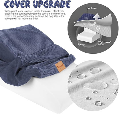 Topmart High Density Extended Foam Dog Ramp&Steps 2 Tiers 11.8" High,Non-Slip