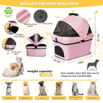 Pet Stroller for Small/Medium Dogs Cats Up to 33lbs 3 in 1 Foldable