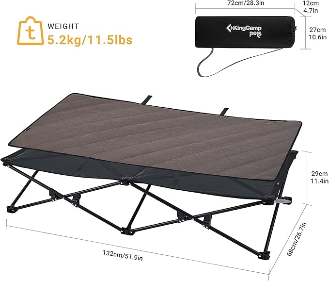 KingCamp Foldable Raised Dog Bed 27.6 in 12.2 in 5.7 in 110 lbs