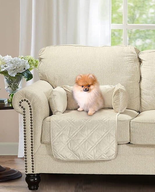 Brilliant Sunshine Premium Beige Silky Velvet Pet Sofa Bed