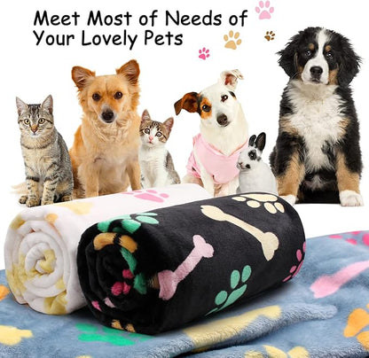 3 Pack Dog Blankets for Large Medium Small Dogs, Super Soft Warm Fluffy Flannel Pet Blanket for Puppy, Black, Grey, and White Cat Blanket, 41 * 30 Inches