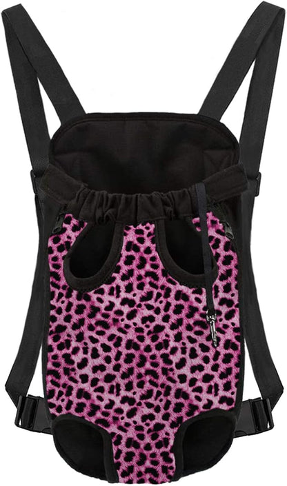 Howilath Leopard Pink Cheetah Pet Carrier Backpack for Large/Small Cats and Dogs, Dog Backpack Bag for Hiking Travel Camping Hold Pets Up to 15 Lbs - M