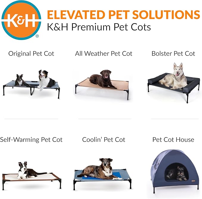K&H Pet Products Dog Cots Beds for Large Dog- Elevated Outdoor Dog Cot Bed- Raised Dog Hammock Cooling Bed- Washable