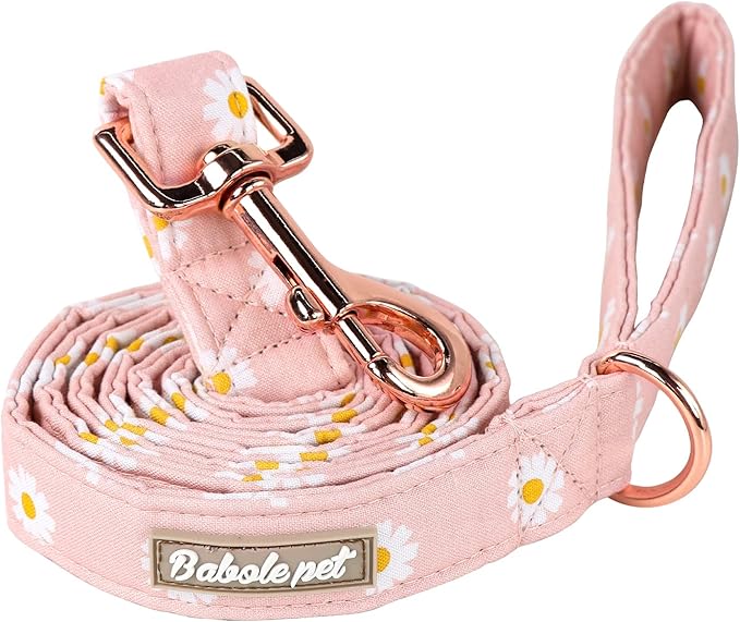Spring Dog Leash Durable Handmade Baby Pink Daisy 150cm