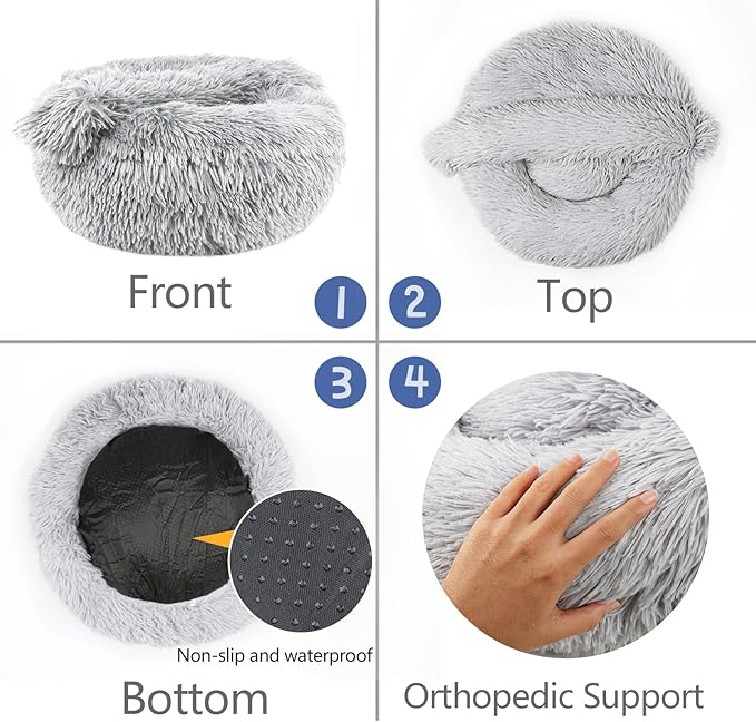 ShinHye Large Dog Bed Cat Bed Dog Bed with Blanket Plush Fluffy Hooded Dog Bed