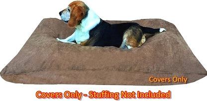 DIY Pet Bed Pillow Suede Cover + Waterproof Internal case for Dog/Cat at Medium 36"X29" Brown Color - Covers only