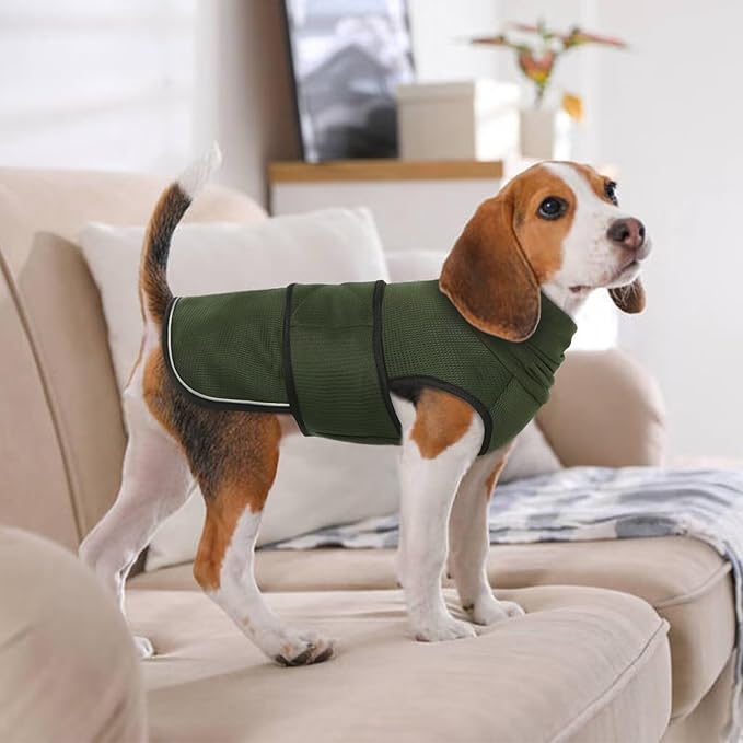 IDOMIK Dog Anxiety Calming Hoodie,Breathable Dog Anxiety Jacket Vest Coat for Thunderstorms,Fireworks,Vet Visits,Separation,Adjustable Dog Hoodies for Noise Block & Ear Protection Recovery,Green,L