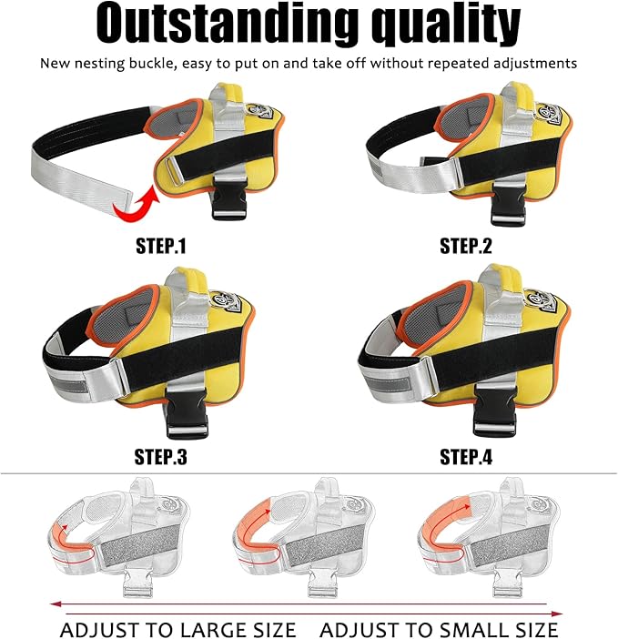 Bolux Dog Harness, No-Pull Reflective Dog Vest, Breathable Adjustable Pet Harness with Handle for Outdoor Walking - No More Pulling, Tugging or Choking (Small (Pack of 1), YellowOrange)