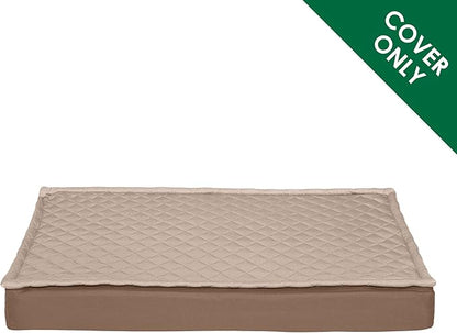 Furhaven Replacement Dog Bed Cover Water-Resistant Indoor/Outdoor Quilt Top Convertible Mattress, Washable - Sand, Medium