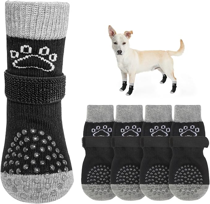 SCENEREAL Dog Socks to Prevent Licking Paws for Hardwood Floors Anti Slip